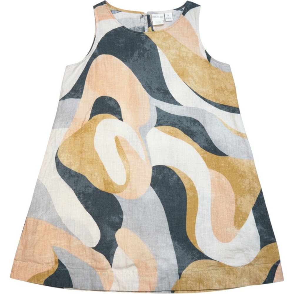 Rachel Zoe Linen Shift Dress Womens Large Multi Color Abstract Swirl Sleeveless